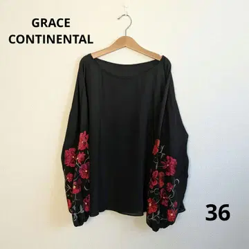 그레이스 콘티넨탈 GRACE CONTINENTAL 블랙 소매 자수 상의