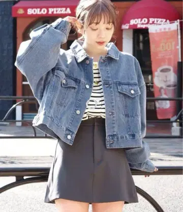 데님 자켓 데님 자켓 tiptop 블루 숏 기장