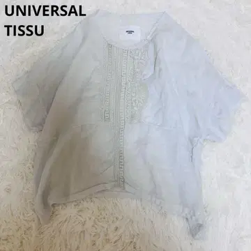 UNIVERSAL TISSU 레이스 블라우스 반팔 린넨 100%