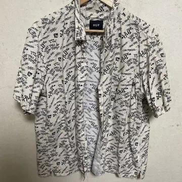 HUF 반팔 셔츠 XL 화이트 그래픽 프린트