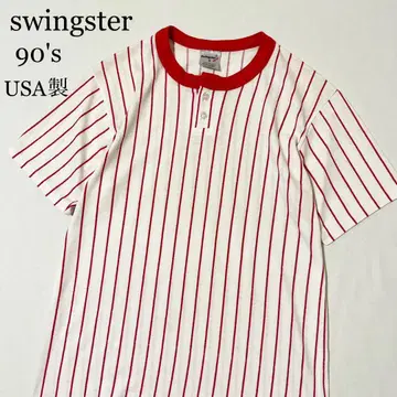 90's swingster 스트라이프 헨리넥 티셔츠 미국제
