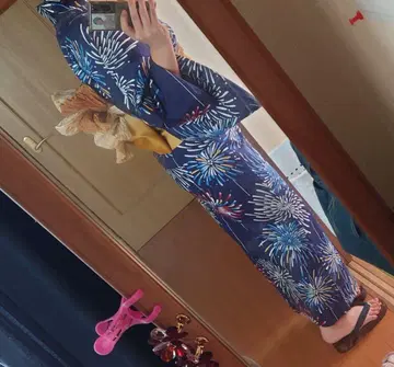 디타 불꽃놀이 패턴 네이비 컬러 유카타 프리 사이즈