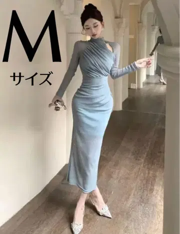수입 롱 원피스 드레스 블루 M 사이즈 미사용 새상품 택 포함