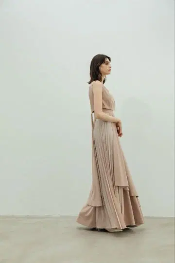 플리츠 드레스 원피스 비대칭