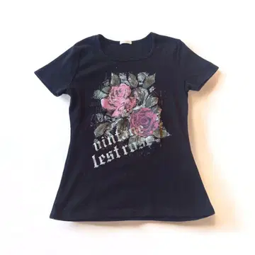 00s 빈티지 LESTROSE 라메 프린트 로즈 T Y2K