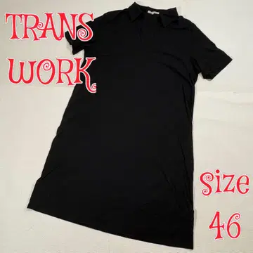 TRANS WORK V넥 얇은 소재 원피스 블랙 46