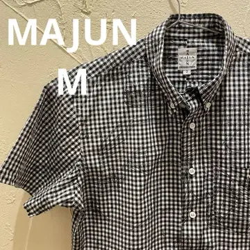 MAJUN 마준 카리유시 의류 반팔 셔츠 사이즈 2 체크 무늬