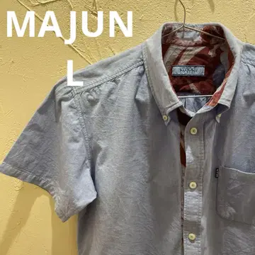 MAJUN 마준 카리유시 의류 알로하 셔츠 L 사이즈 스카이블루