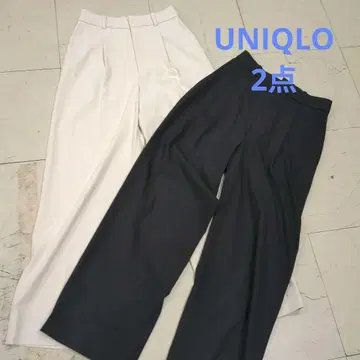 유니클로 턱 와이드 팬츠 2개 여성용 S