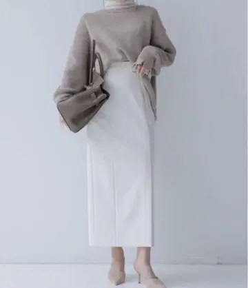 anuans 아누아스 하이 웨스트 스트레치 스커트 아이보리