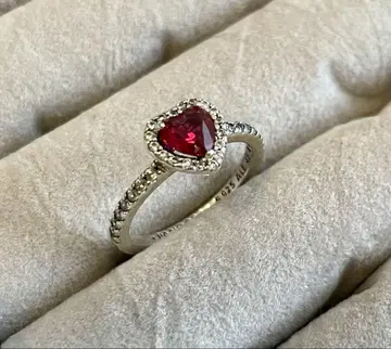 판도라 9호 Elevated Red Heart Ring