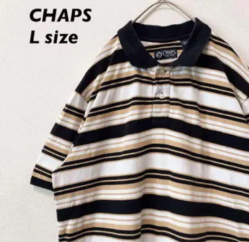 CHAPS 챕스 반팔 피케 셔츠 라거 보더 남녀 공용 L 사이즈
