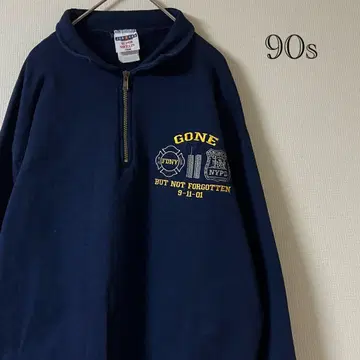 90s JERZEES/하프 지퍼 맨투맨/네이비