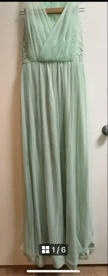 롱 드레스 그린 튤 파티 드레스