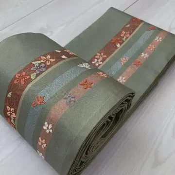 반폭 오비, 직조, 줄무늬, 꽃 무늬, 리버서블, No.31-00