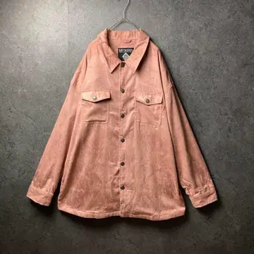 vintage 긴팔 셔츠 스웨이드 빅 사이즈 암 자수 버튼 펑크