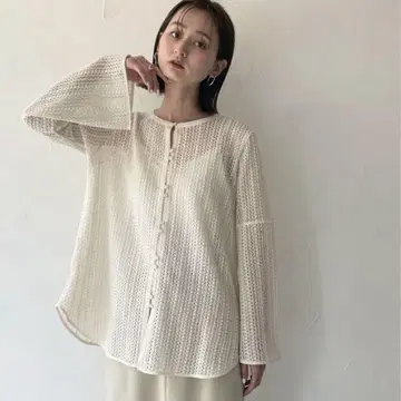 CLEIO 벨 슬리브 레이스 셔츠