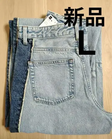 새상품 GU 2톤 배럴 레그 청바지 지유 L 사이즈 블루