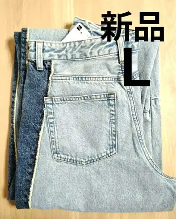 새상품 GU 2톤 배럴 레그 청바지 지유 L 사이즈 블루