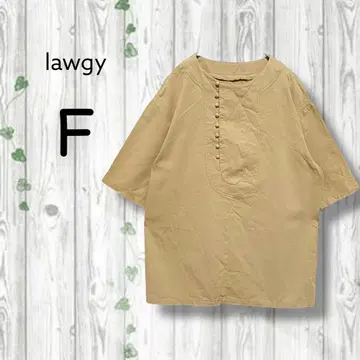 라지 lawgy 반팔 풀오버 오버 사이즈 하프 버튼 카키