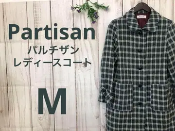 Partisan 파르티잔 여성용 코트 둥근 카라 무릎 기장 M 체크 무늬