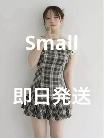 앤드메리 캐런 체크 미니 드레스 베이지 S