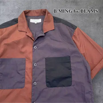 빔즈 B:MING by BEAMS 크레이지 패턴 오픈 카라 셔츠 M