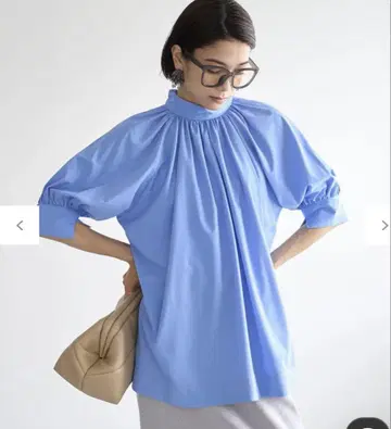 새상품! 안피로 2WAY 개더 스키퍼 블라우스 색스 블루