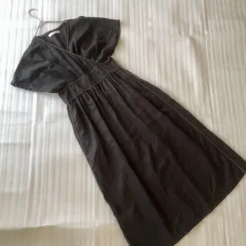 Boujeroub 린넨 파이핑 롱 원피스 size38 블랙