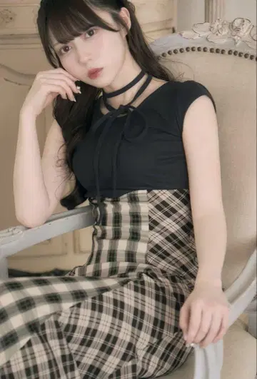 미셸 마카롱 머메이드 원피스 체크