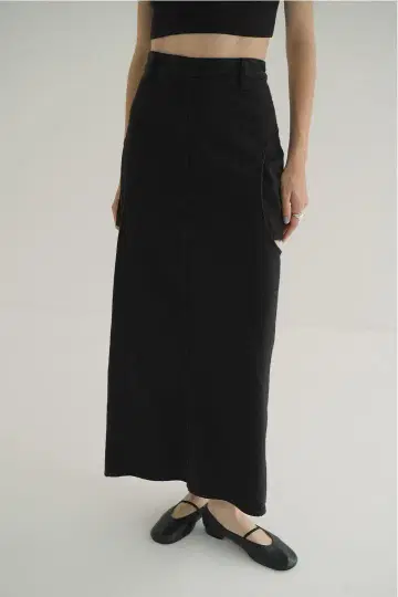 새상품 CLANE CIRCLE CUT LAYERED DENIM SKIRT