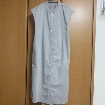 MUJI 슬리브리스 셔츠 원피스 S 그레이