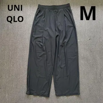 유니클로 울트라 스트레치 에어리즘 스트레이트 와이드 팬츠 M 블랙