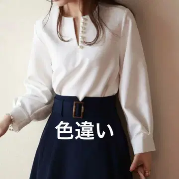 세존드파피용 펄 장식 키넥 블라우스 핑크 그레이지