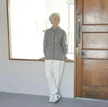 북유럽 생활용품점 린넨 깅엄 체크 셔츠 S 사이즈