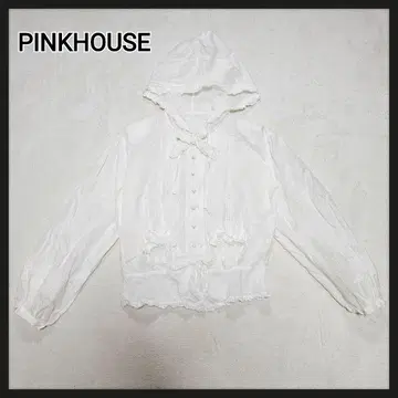 [새상품급] PINKHOUSE 블라우스 피코 프릴 핀턱 후드 부착 리본