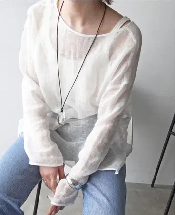 Spick and Span 메쉬 린넨 루즈 풀오버