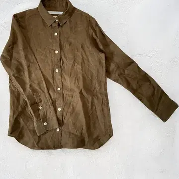 Spick&Span 고급 하드 맨즈 고급 린넨 셔츠 긴팔 브라운 F