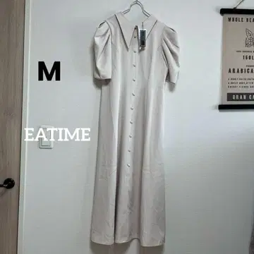 eatme 롱 원피스 베이지 아이보리 M 택 포함 새상품 꽃 버튼