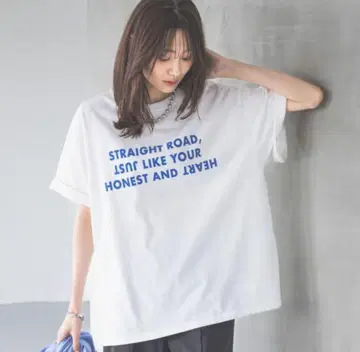 GLOBAL WORK 뱀 로고 티 와이드 프린트 반팔 LONG