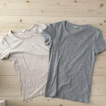 유니클로 UNIQLO M 사이즈 티셔츠 그레이 베이지 여성용 여름