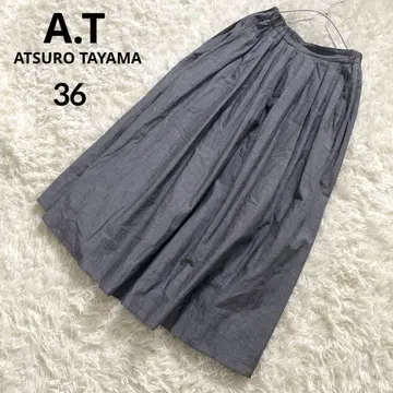a49 A.T ATSURO TAYAMA 롱 스커트 개더 그레이