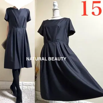 빅 사이즈! 내추럴 뷰티 다크 네이비 수험 원피스 15 연중무휴 3L