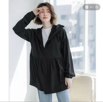 COCA 코카 UV 차단 개더 후드티 블랙 M