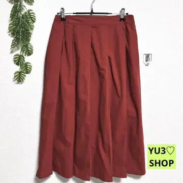 메종 플라주 롱 플리츠 스커트 면 혼방 레드 F
