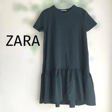 새상품급 ZARA 자라 자라 우먼 다크 그린 반팔 플레어 원피스
