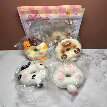 해외 스퀴즈 고양이 미니 도넛 4색 세트