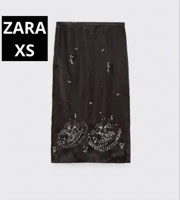 자라 비즈 장식 블랙 타이트 롱 스커트 XS