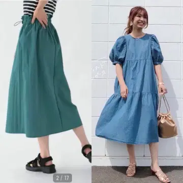 2점 택 포함 미사용 새상품 라이트 데님 원피스 스커트 지유 XS