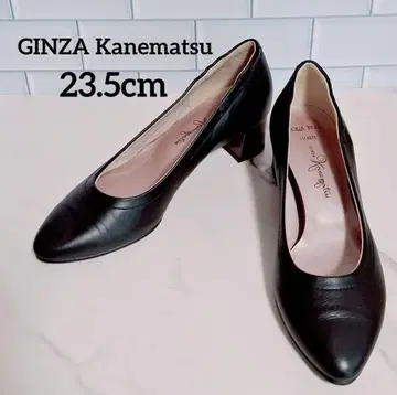 고품질] 긴자 카네마츠 아쿠아 벨 펌프스 23.5cm 블랙 스틸레토